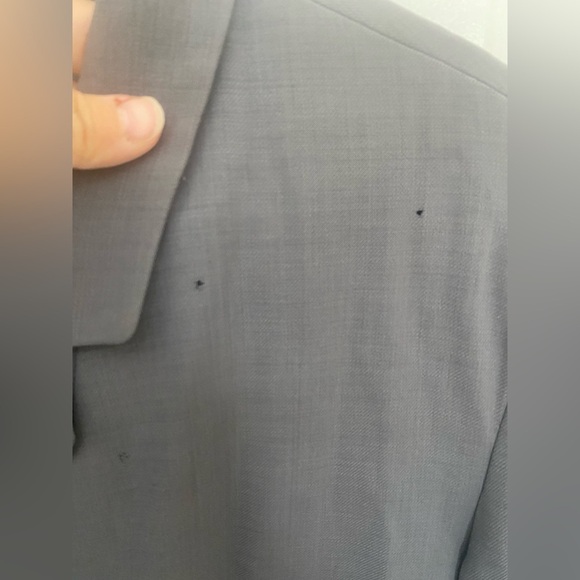 Burberry’s Gray Virgin Wool Blazer Coat Size 16 Vintage Oversized *damaged* - Picture 7 of 14